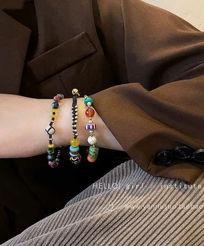 Chinese Style Alloy Weaving Agate Beading Little Elephant Charm Bracelet TX040