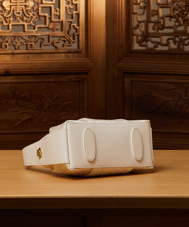 Tote Bag Beige Chinese Style Versatile Jacquard