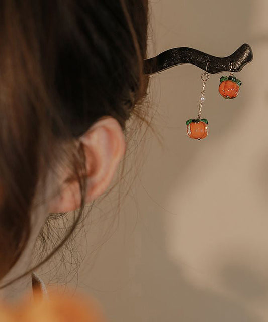 Tassel Style Hairpin Black Wooden Chinese Persimmons