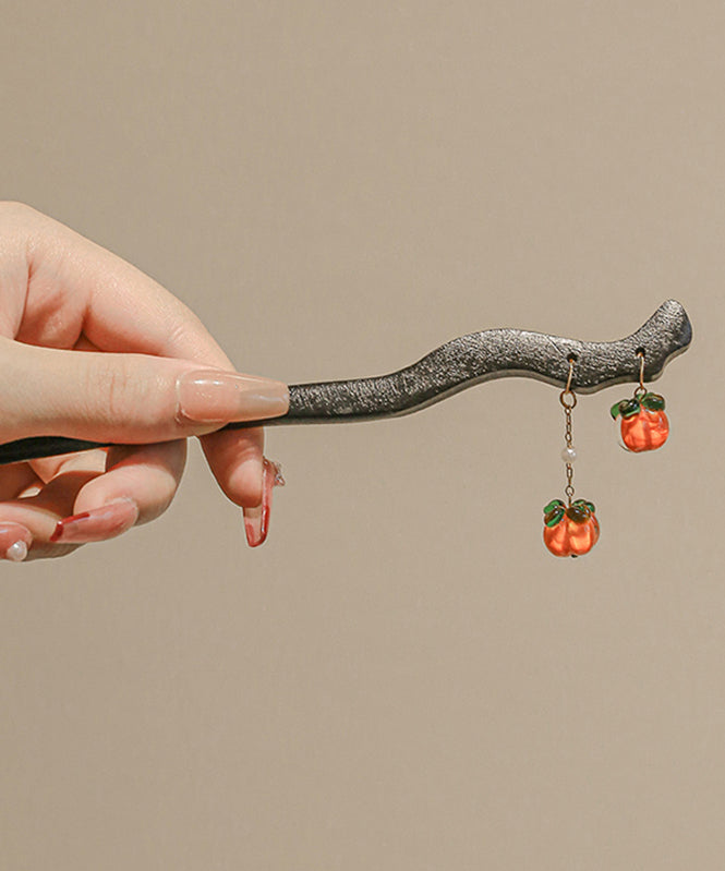 Tassel Style Hairpin Black Wooden Chinese Persimmons