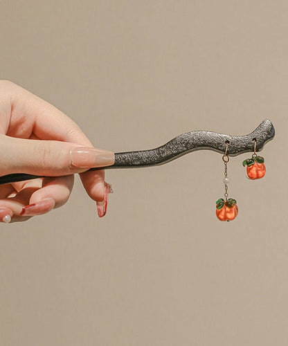 Tassel Style Hairpin Black Wooden Chinese Persimmons