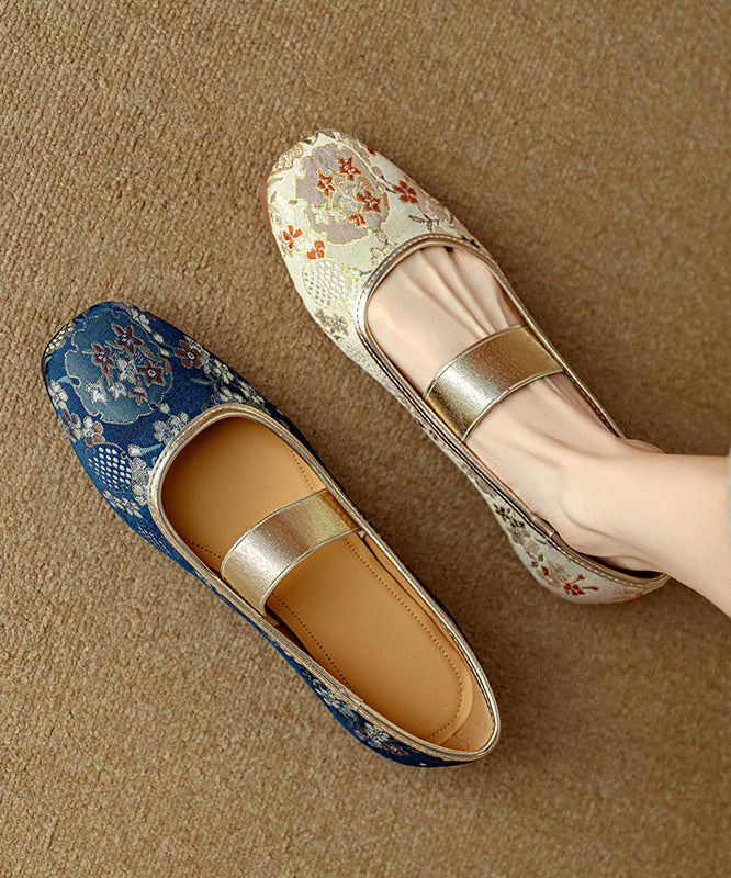 Blue For Splicing Women Style Shoes Chinese Embroidered Flat