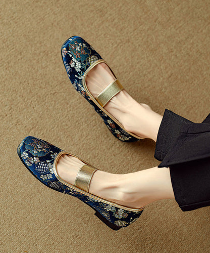 Blue For Splicing Women Style Shoes Chinese Embroidered Flat