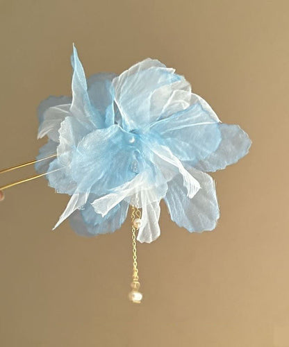 Champagne Style Chinese Tassel Alloy Hairpin Pearl Chiffon