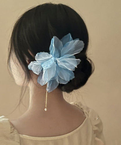 Champagne Style Chinese Tassel Alloy Hairpin Pearl Chiffon