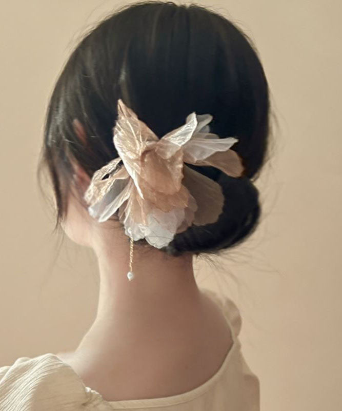 Champagne Style Chinese Tassel Alloy Hairpin Pearl Chiffon