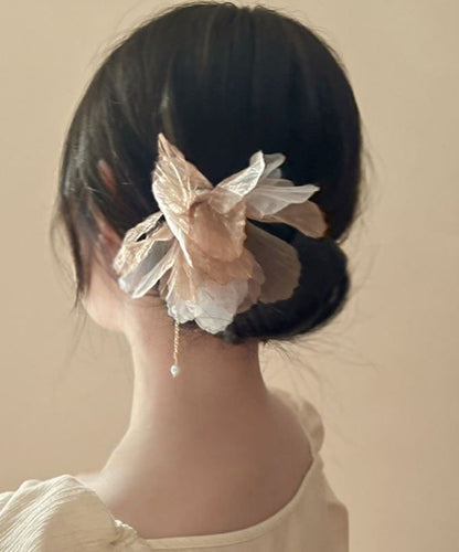 Champagne Style Chinese Tassel Alloy Hairpin Pearl Chiffon