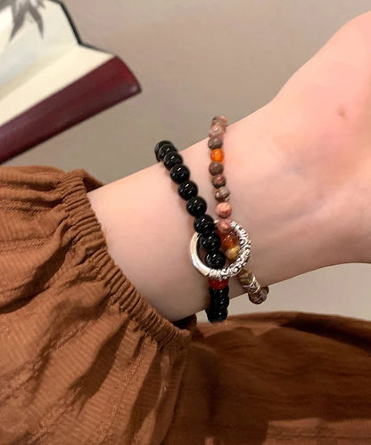 Chinese Ping Copper Glass Style Buckle Bracelet Beading Overgild