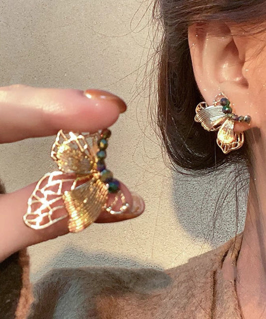 Style Dharma Ancient Stud Gold Chinese Butterfly Resin