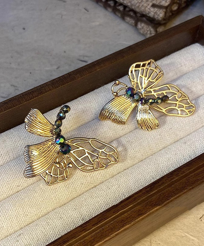 Style Dharma Ancient Stud Gold Chinese Butterfly Resin