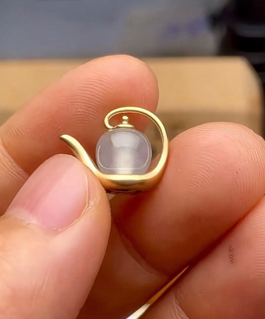 Gold Bottle Sterling Water Silver Chinese Style Jade Overgild