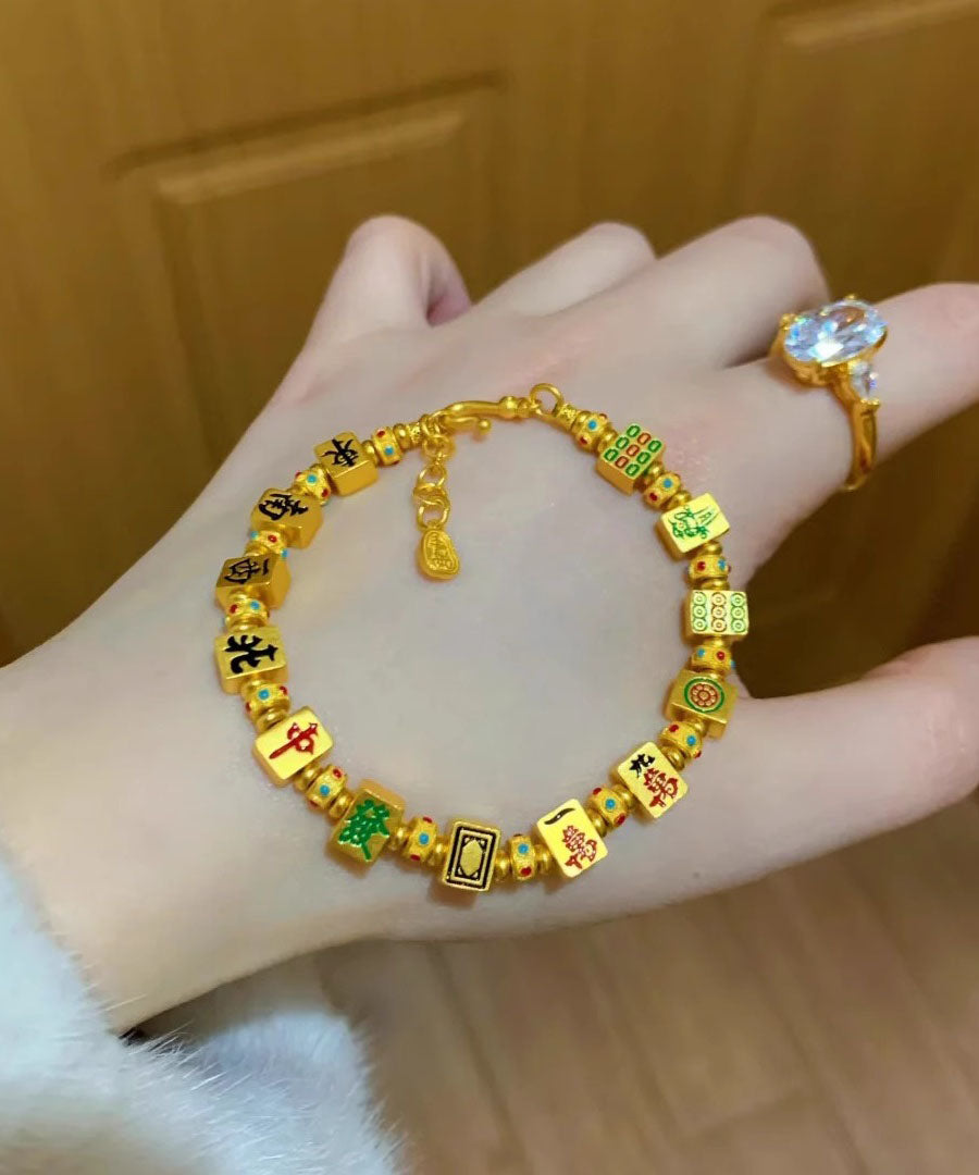 Sterling Silver Gold Charm Mahjong Style Overgild Chinese