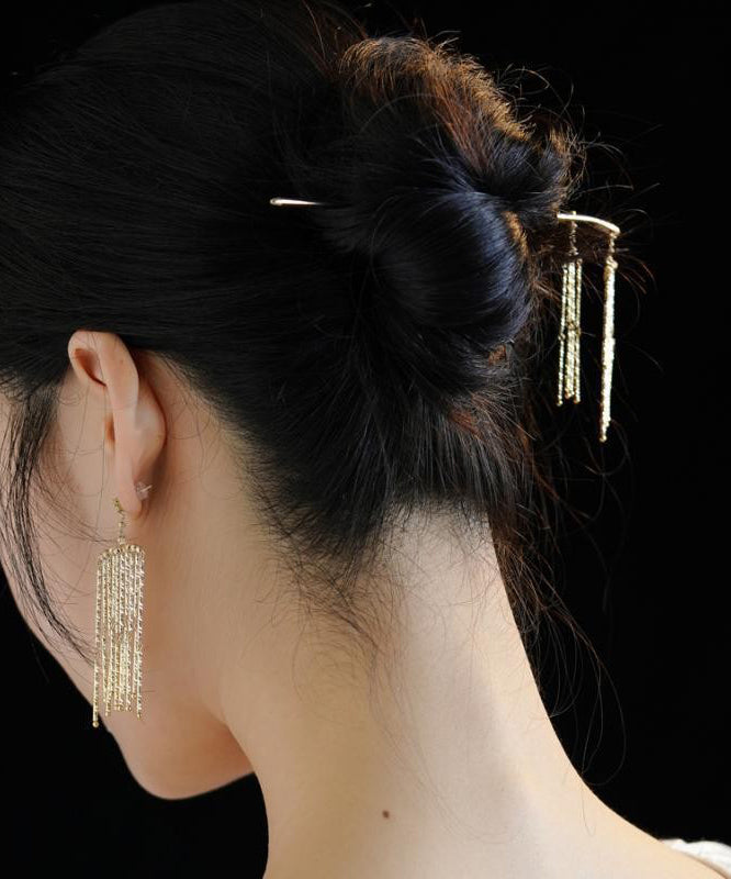 Hairpin Chinese Gold Sterling Style Silver Tassel Overgild