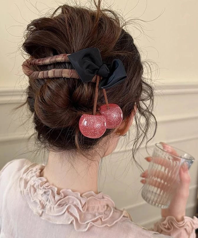 Cherry Chinese Plastics Style Hairpin Green Cloth