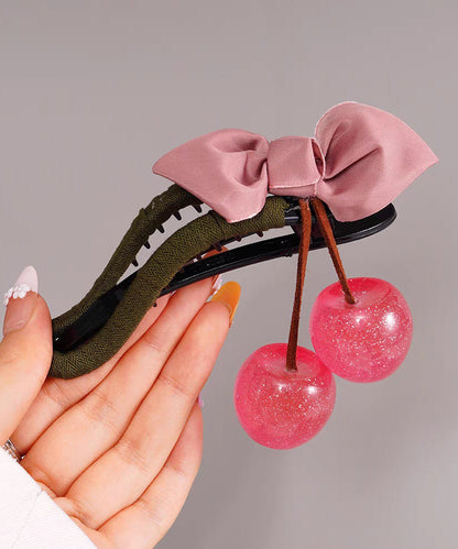 Cherry Chinese Plastics Style Hairpin Green Cloth