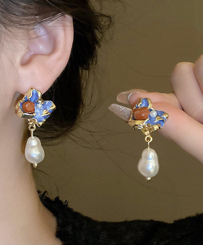 Multicolor Style Drip Alloy Glaze Asymmetrical Pearl Chinese Drop