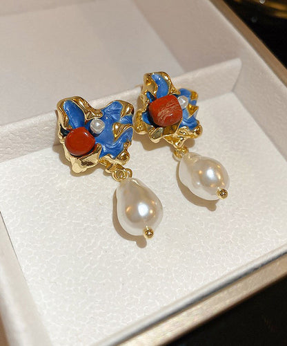 Multicolor Style Drip Alloy Glaze Asymmetrical Pearl Chinese Drop