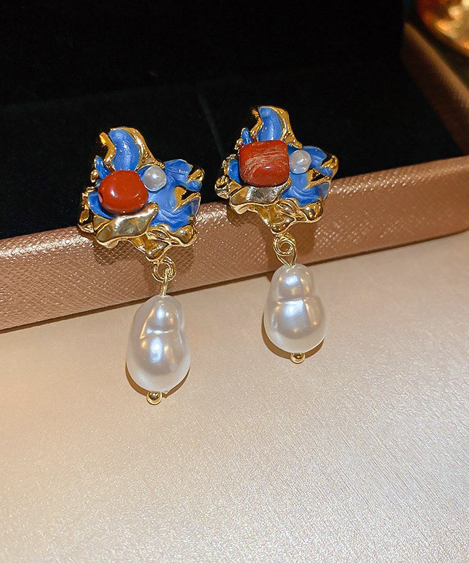 Multicolor Style Drip Alloy Glaze Asymmetrical Pearl Chinese Drop