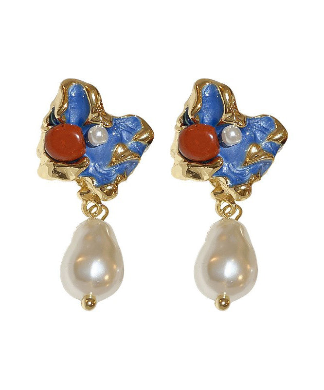 Multicolor Style Drip Alloy Glaze Asymmetrical Pearl Chinese Drop