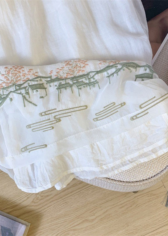 Waist Embroidered Style Patchwork Pink Leg Chinese Elastic Wide