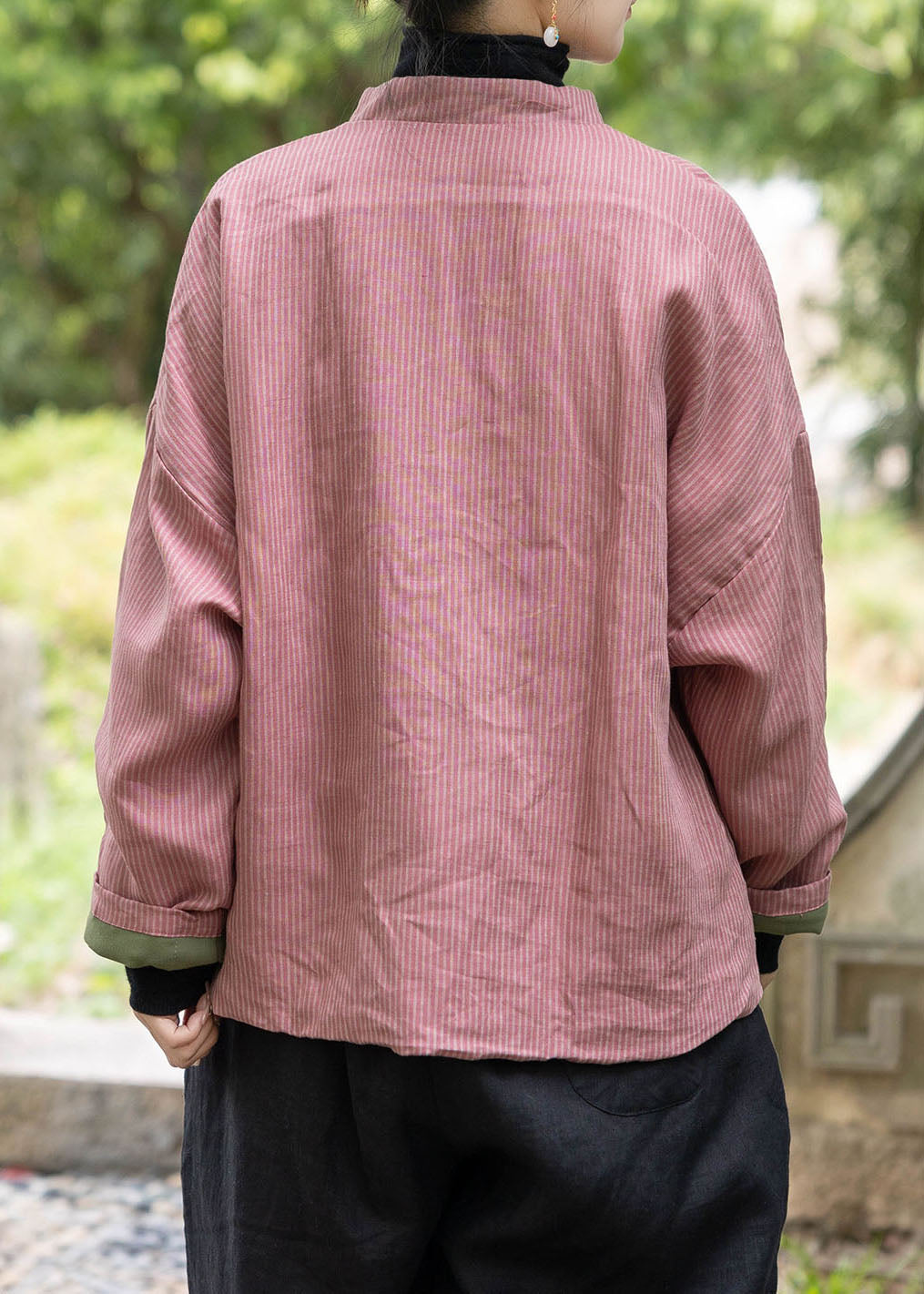 Chinese Style Pink Oriental Button Fine Cotton Filled Coat Spring TJ003