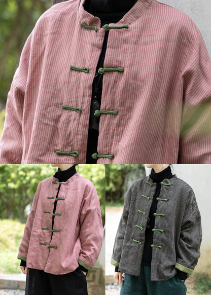 Chinese Style Pink Oriental Button Fine Cotton Filled Coat Spring TJ003