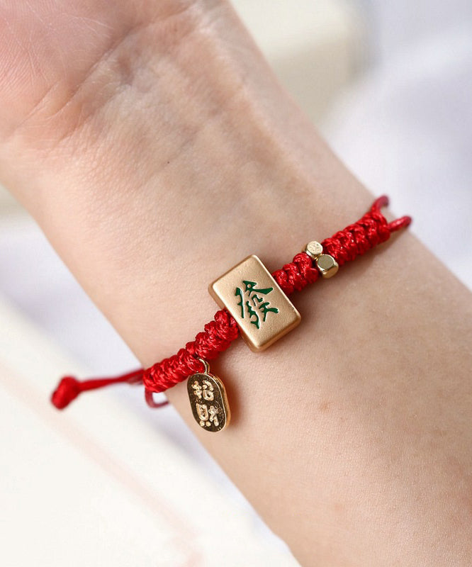 Weave Red Mahjong Bracelet Style Charm Chinese Alloy