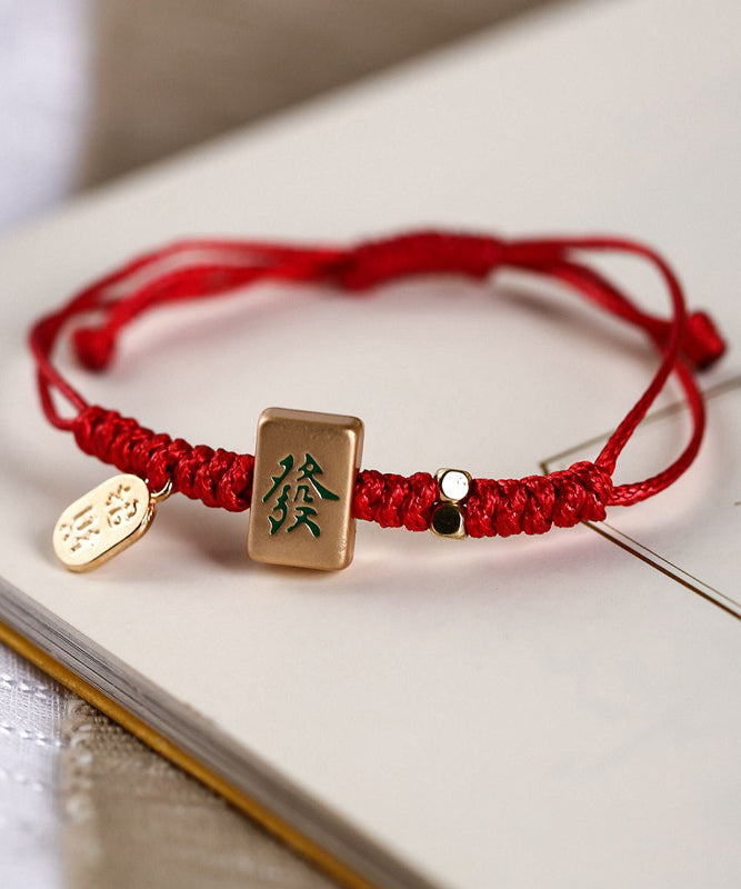 Weave Red Mahjong Bracelet Style Charm Chinese Alloy
