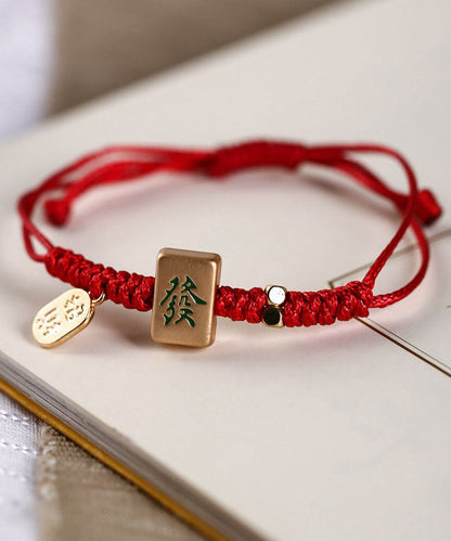 Weave Red Mahjong Bracelet Style Charm Chinese Alloy