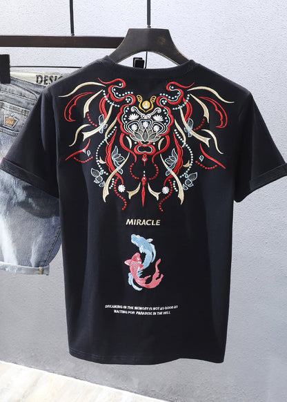 Chinese Shirts Embroideried T Style White Summer Mens