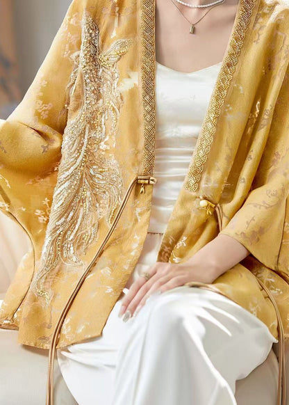 Coat Style Tasseled Bead Yellow Sleeve Nail Batwing Chinese