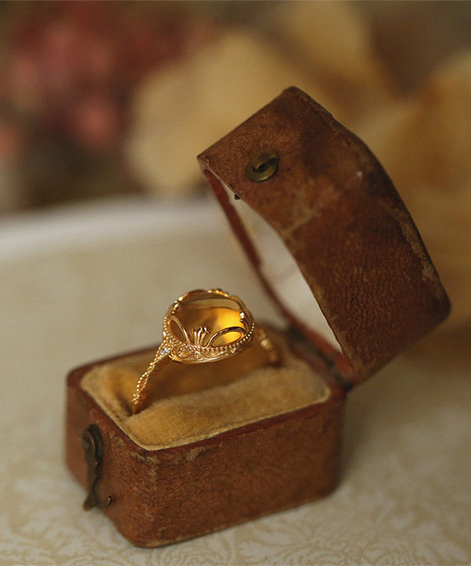 Style Crystal Silver Yellow Overgild Rings Chinese Sterling