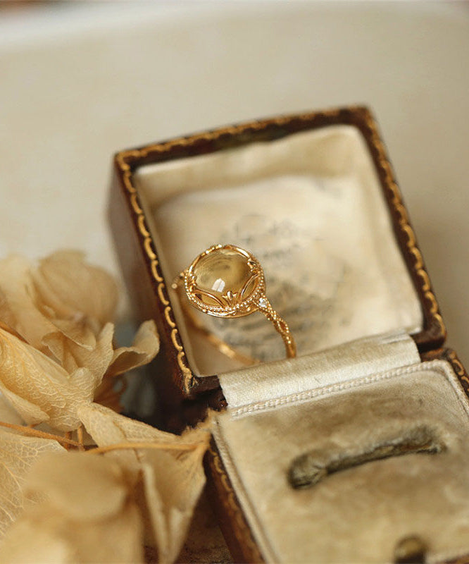 Style Crystal Silver Yellow Overgild Rings Chinese Sterling