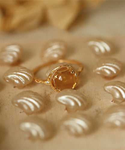 Style Crystal Silver Yellow Overgild Rings Chinese Sterling