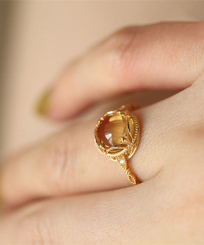 Style Crystal Silver Yellow Overgild Rings Chinese Sterling