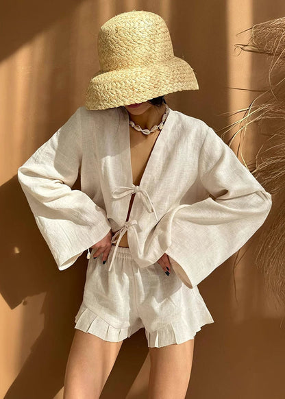 Oversized Summer Classy 2 Lace Beige Piece Up Outfit