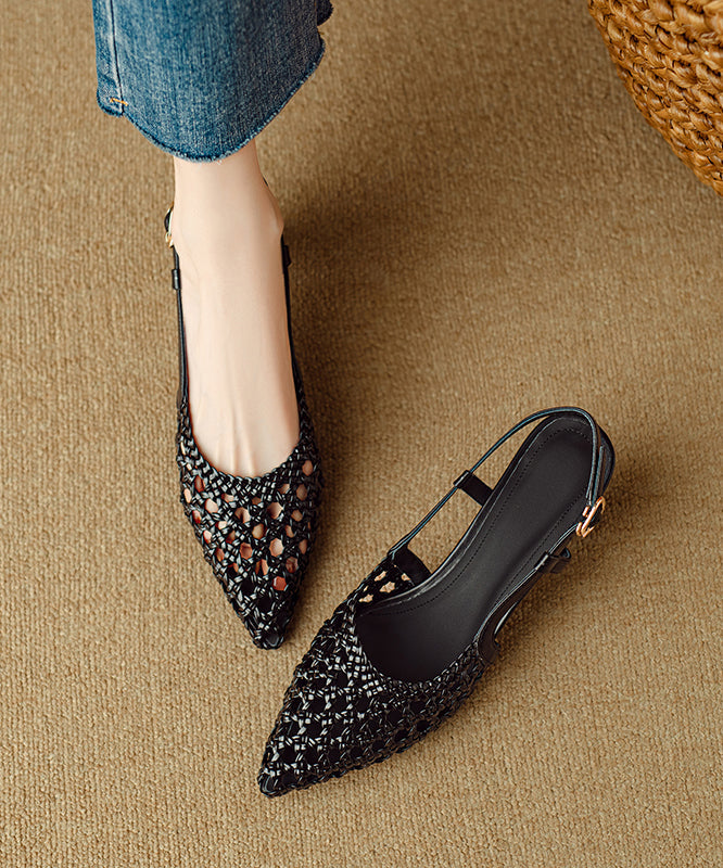 Splicing Sandals Classy Hollow Out Pointed Beige Kitten