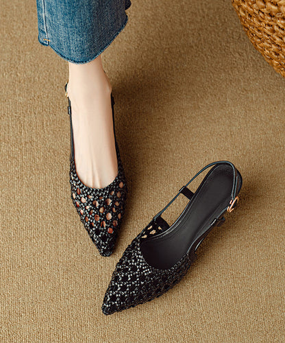 Splicing Sandals Classy Hollow Out Pointed Beige Kitten