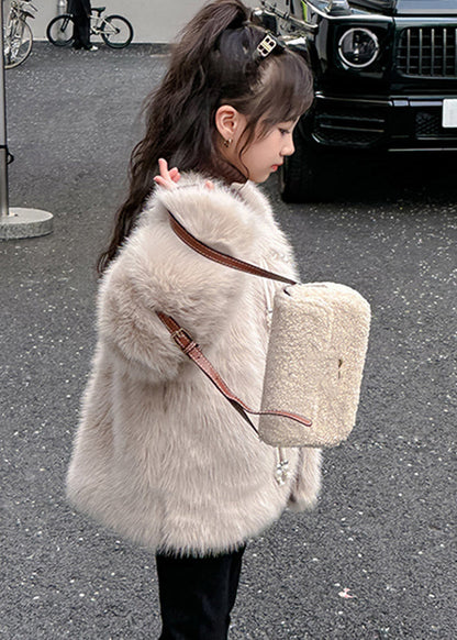 Classy Camel Button Tassel Thick Girls Mink Velvet Coats WinterTG024