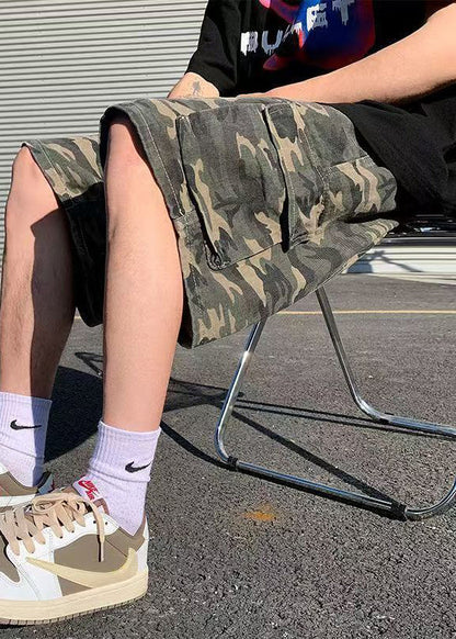 Shorts Pockets Drawstring Mens Cotton Classy Camouflage Summer