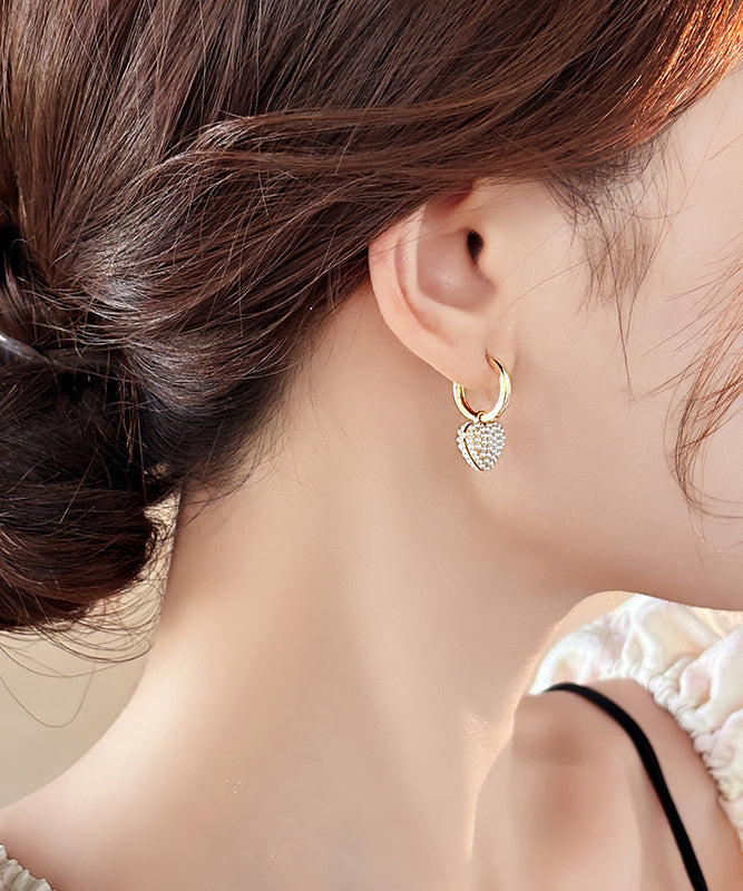 Classy Gold Copper Alloy Love Pearl Hoop Earrings TX023