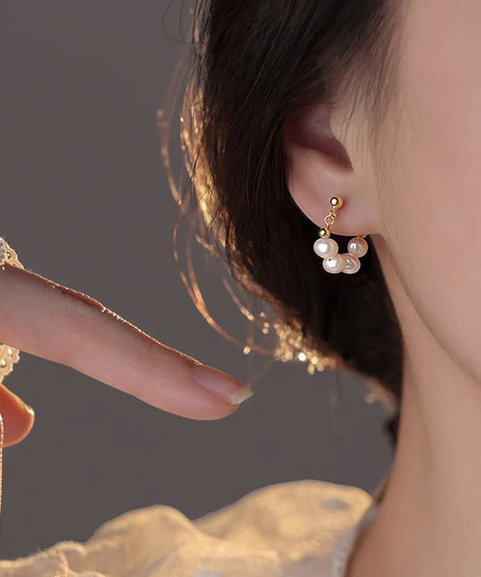 Hoop Classy Earrings Overgild Pearl Sterling Gold Silver