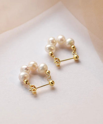 Hoop Classy Earrings Overgild Pearl Sterling Gold Silver