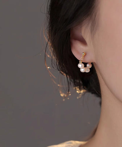 Hoop Classy Earrings Overgild Pearl Sterling Gold Silver