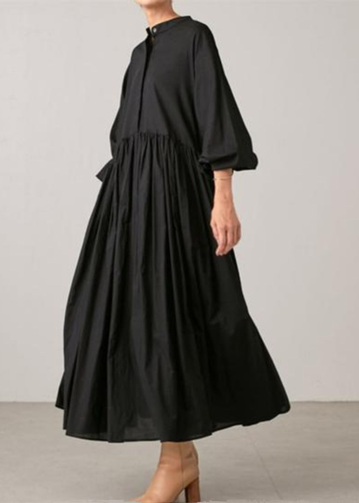 Spring Shirts Dress Grey Wrinkled Classy Solid Cotton