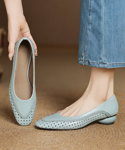 Hollow Sheepskin Flat Feet Shoes Light Classy Blue Out