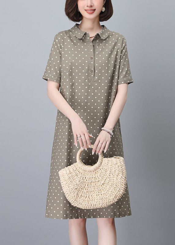 Cotton Pan Navy Classy Summer Collar Dress Dot Peter Mid Pring