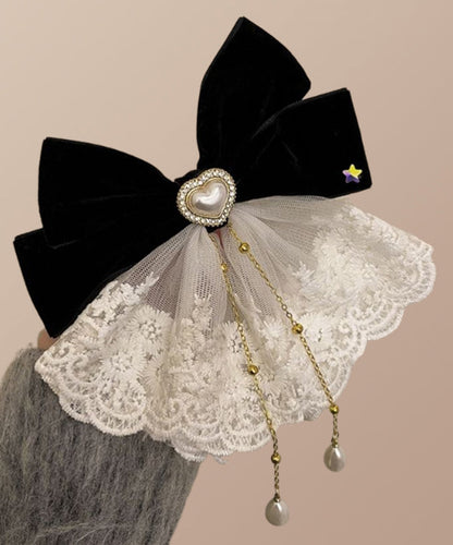 Tassel Alloy Crystal Hairpin Classy Red Love Bow