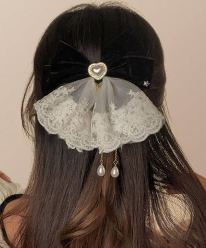 Tassel Alloy Crystal Hairpin Classy Red Love Bow