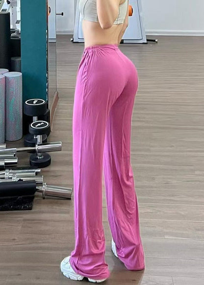 Classy Summer Cotton Elastic Pants Waist Rose Straight